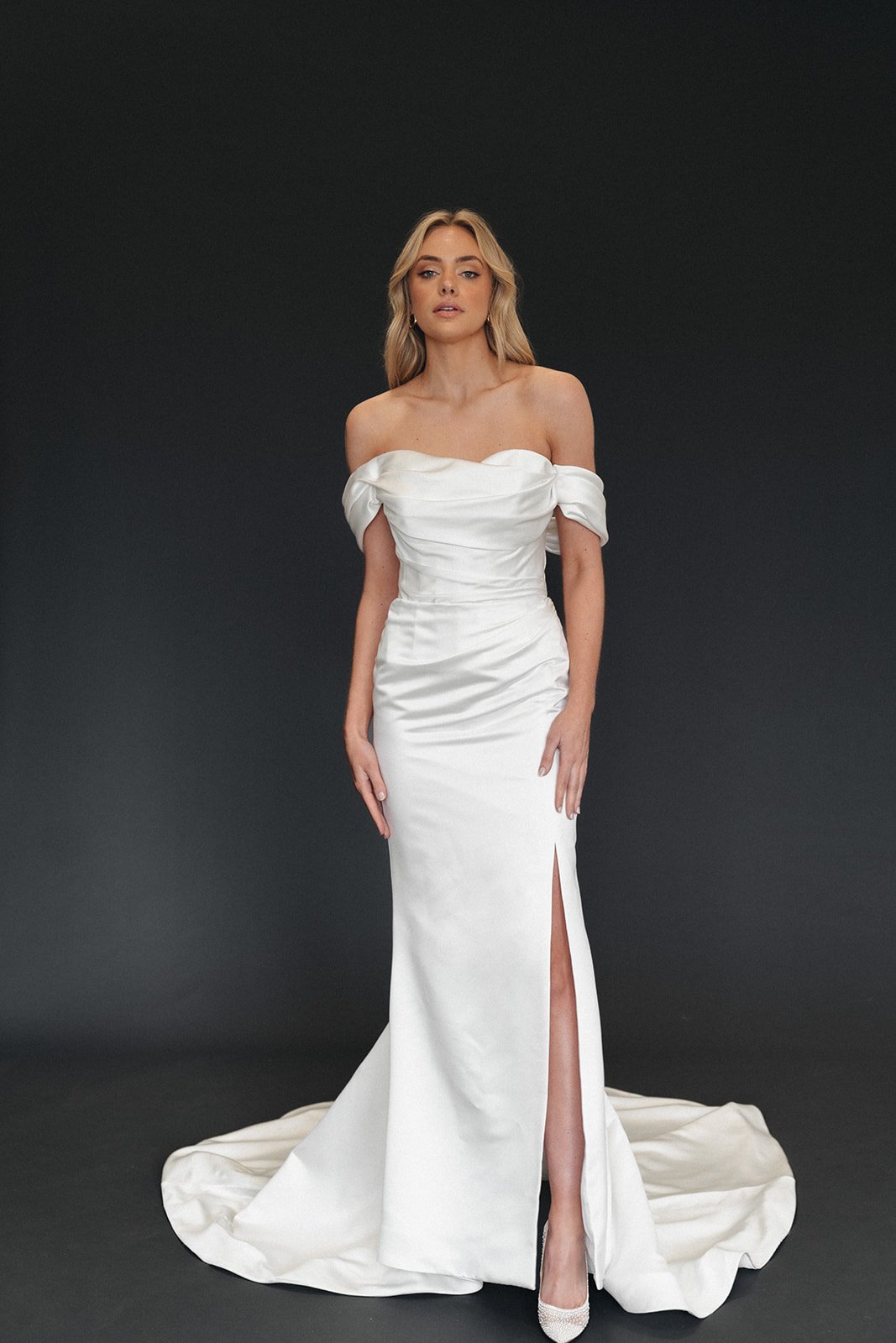Moira Hughes Aspen Gown Wedding Dress Draped with Split.jpg