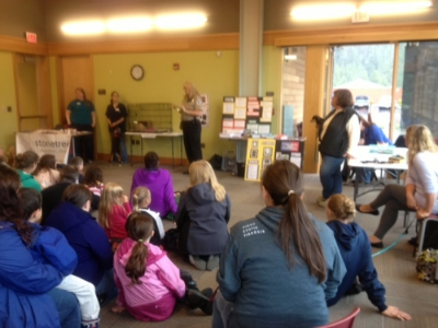 Far left - Stonetree Veterinary Technicians Lauren and Destiny. Center, Debbie Swan from Animal Control. On the right- Suzan with Pippin. 