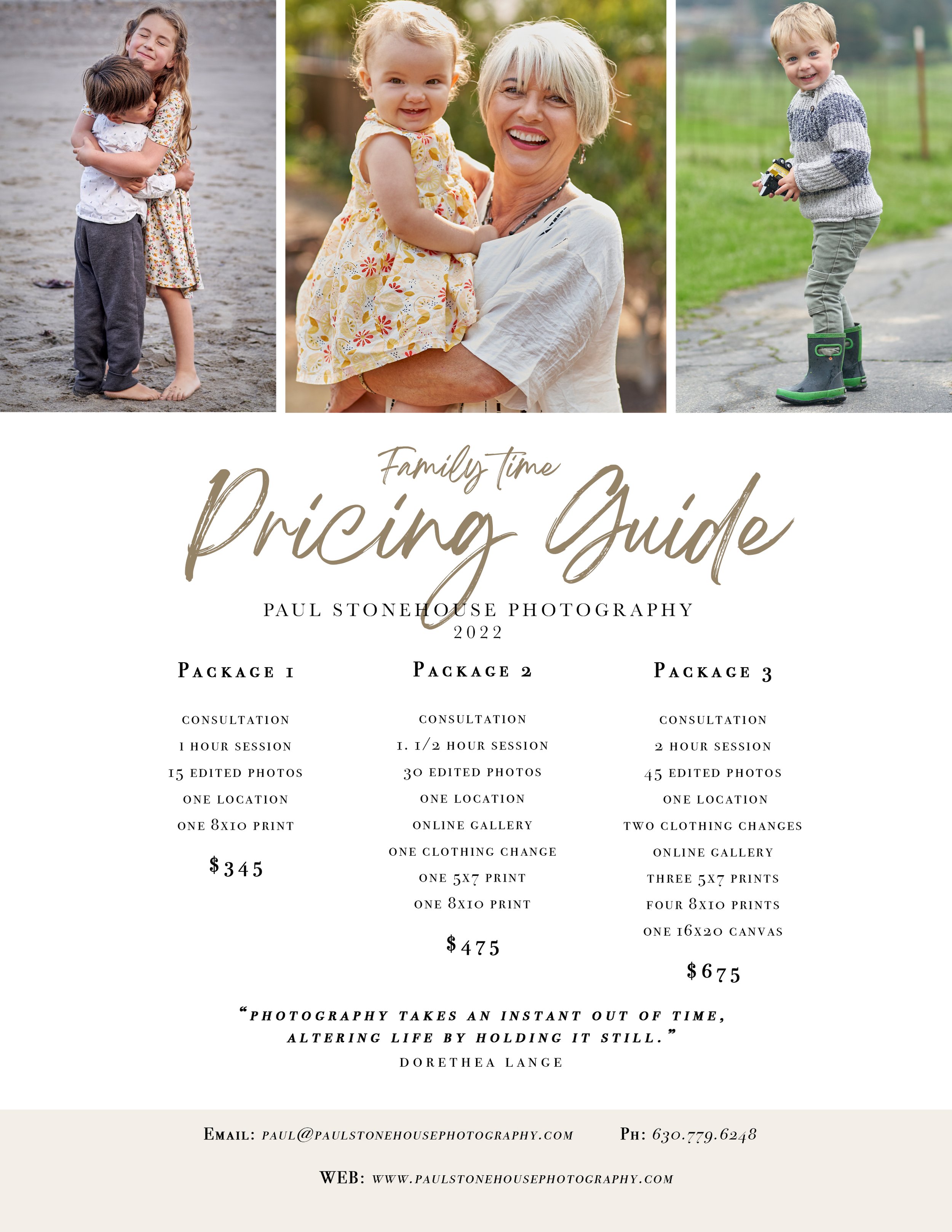 Family Portrait Pricing - Nestled in Time Photography