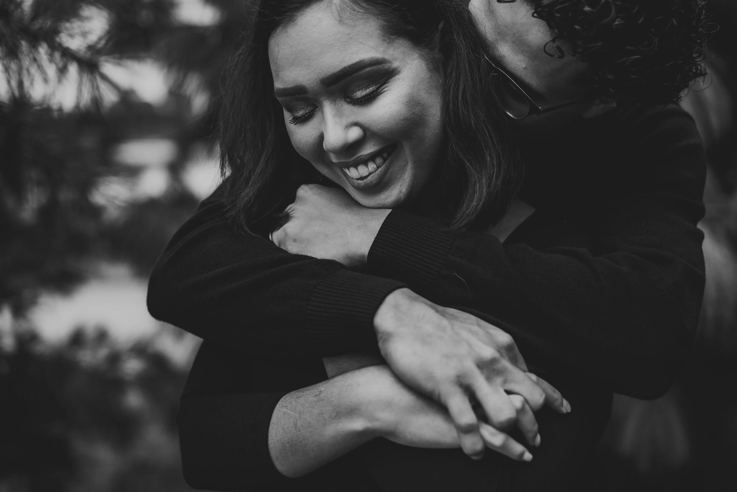 Couple holding each other in Washington D.C