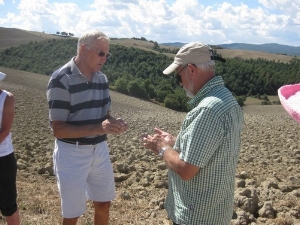 sharing communion on the walk to Montalcino
