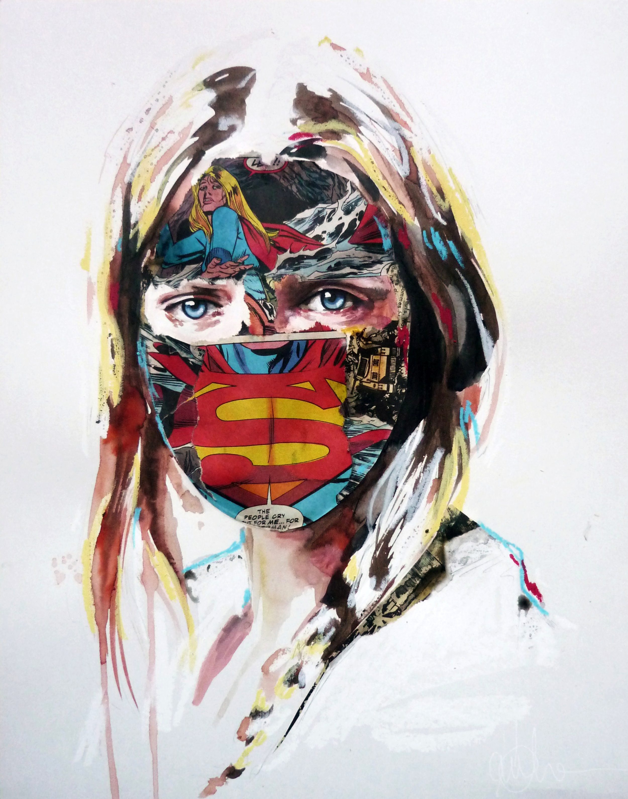 "La Cage où les gens pleurent", mixmedia 11X14, on paper,2013