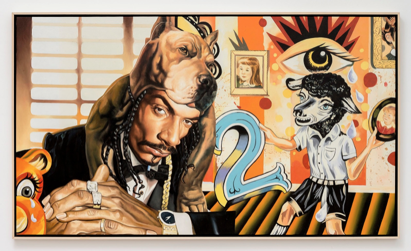 "Dogman" 2012 Alkyd paint on canvas / Peinture glycérophtalique sur toile 35 13/16 x 59 7/16 in / 91 x 151 cm Unique