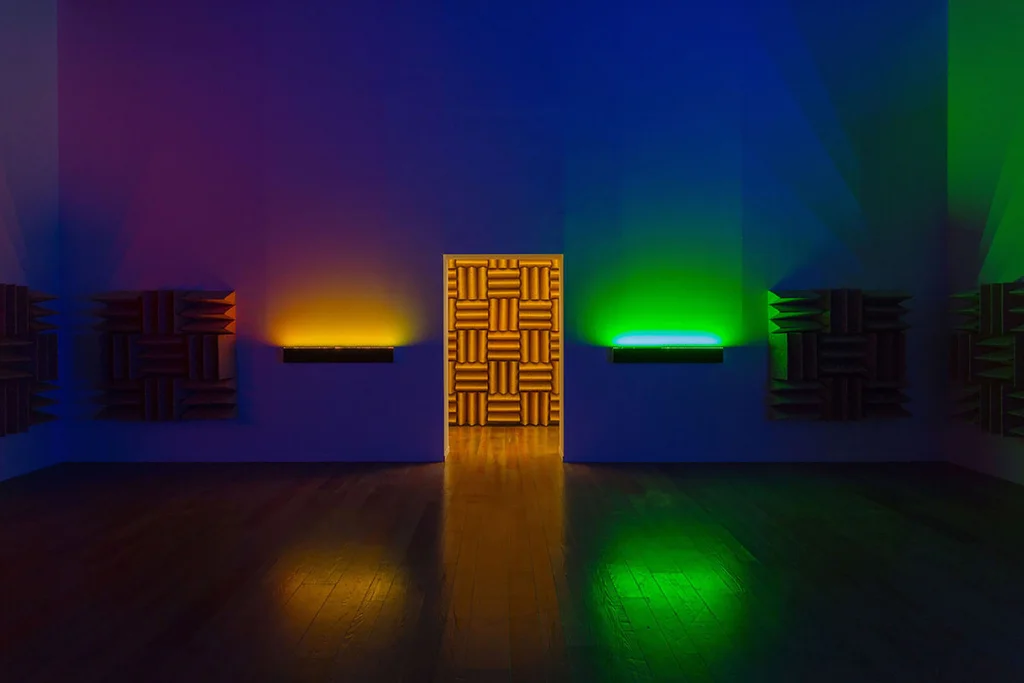A Chamber for Horwitz; Sonakinatography Transcriptions in Surround Sound , 2015 Custom audio visual device, LEDs, speakers, foam