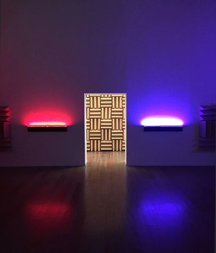 A Chamber for Horwitz; Sonakinatography Transcriptions in Surround Sound , 2015 Custom audio visual device, LEDs, speakers, foam