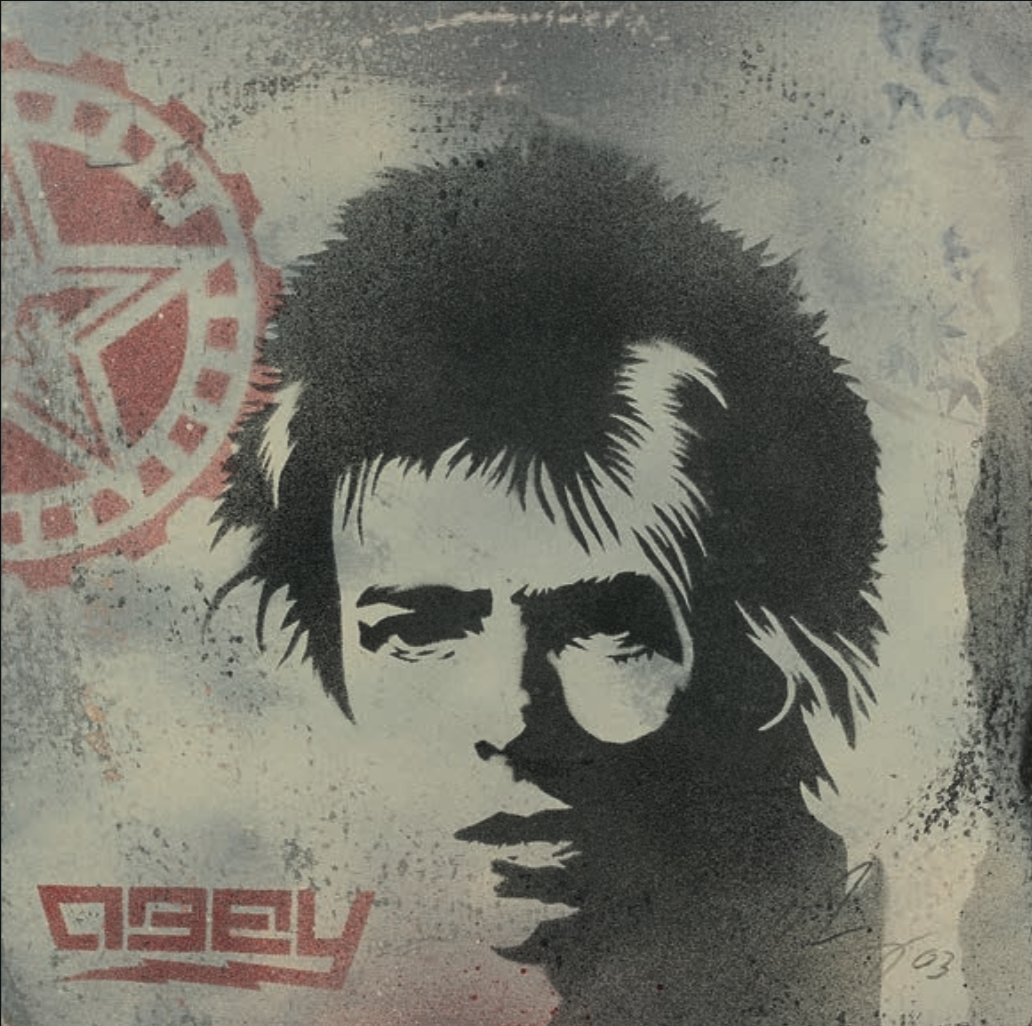lot n°37, Shepard Fairey, David Bowie Stencil , 2003 (détail)