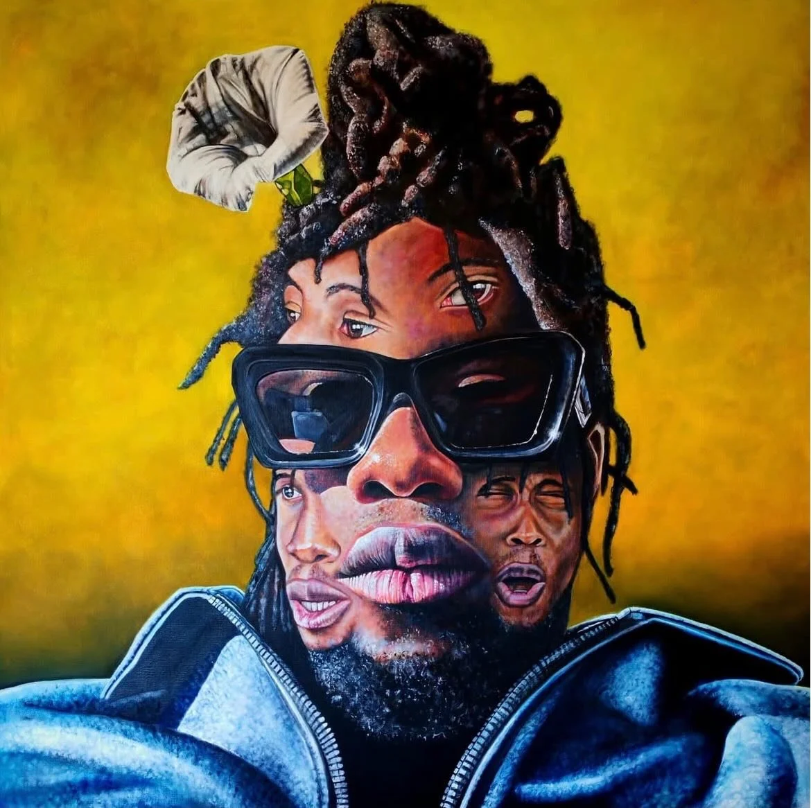 Paradise Now (2025) by @carlbeazleyart - a tribute to @obongjayar
(Oil on canvas - 100cm x 100cm)

&laquo;&nbsp;Back in May I travelled to London Rough Trade East for Obongjayar&rsquo;s Paradise Now album release show. I&rsquo;d been wanting to paint