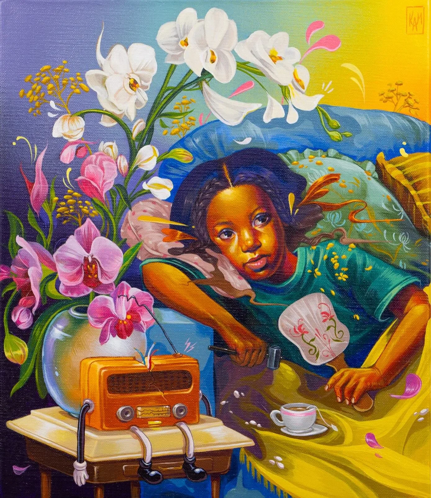 &ldquo;Silence the Noise&rdquo; by for @kaylamay_art the &ldquo;World in my Eyes&rdquo; at @joymachine.art

2026
Acrylic on Linen
12x14

#mow #musiconwalls #kaylamahaffey #joymachine #worldinmyeyes