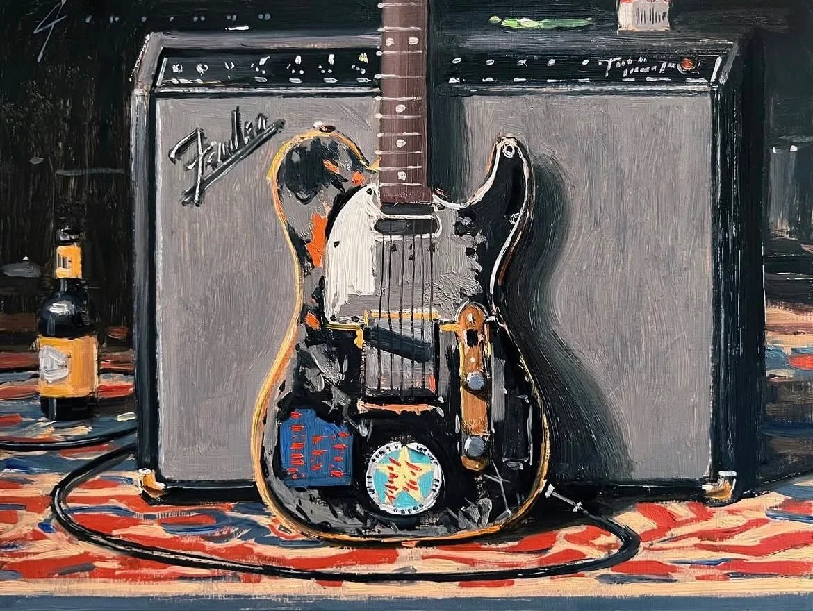 A fun little still life painting 🎨🖤🎶🎸 @vgiarrano

#mow #musiconwalls #vincentgiarrano #punk #painting