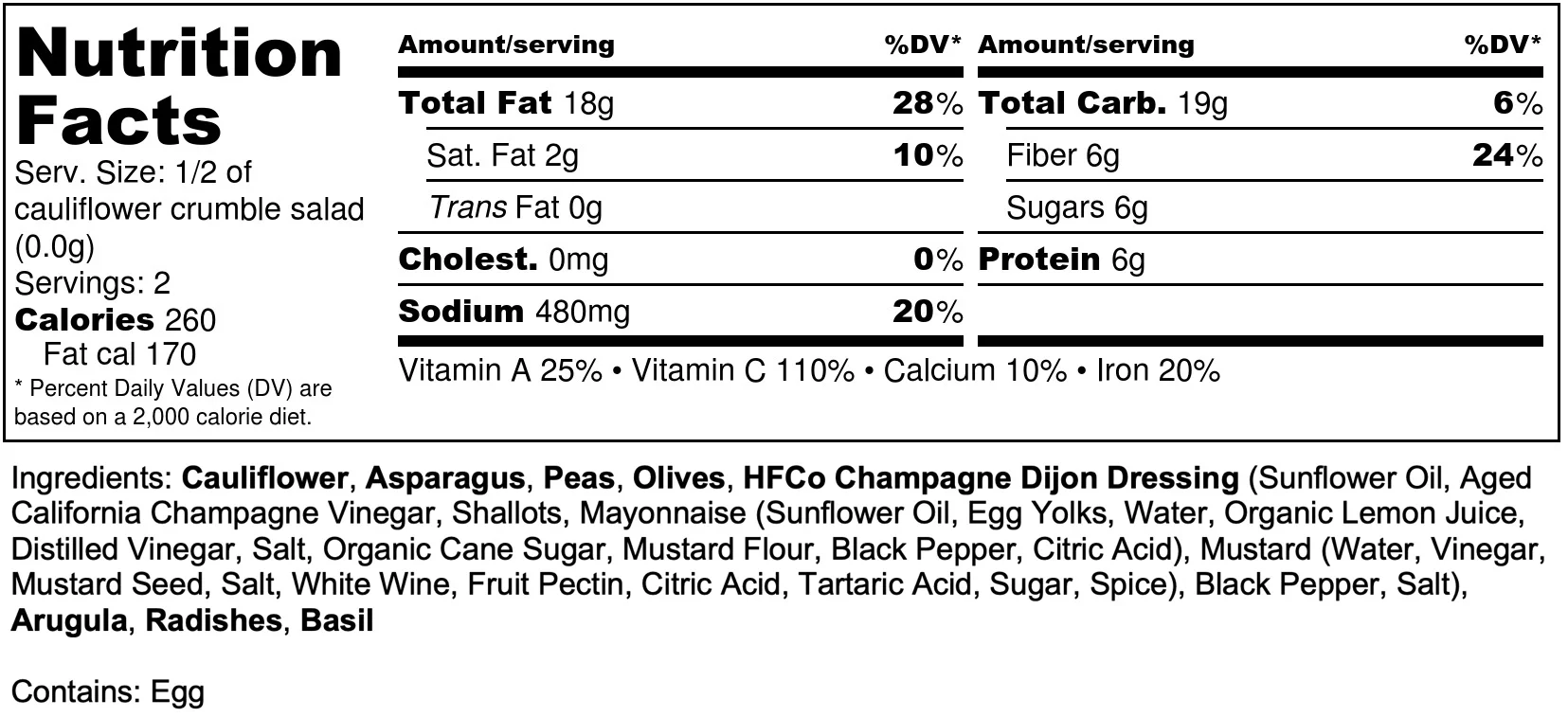 M&M Cauliflower Crumble Salad - Nutrition Label.jpg