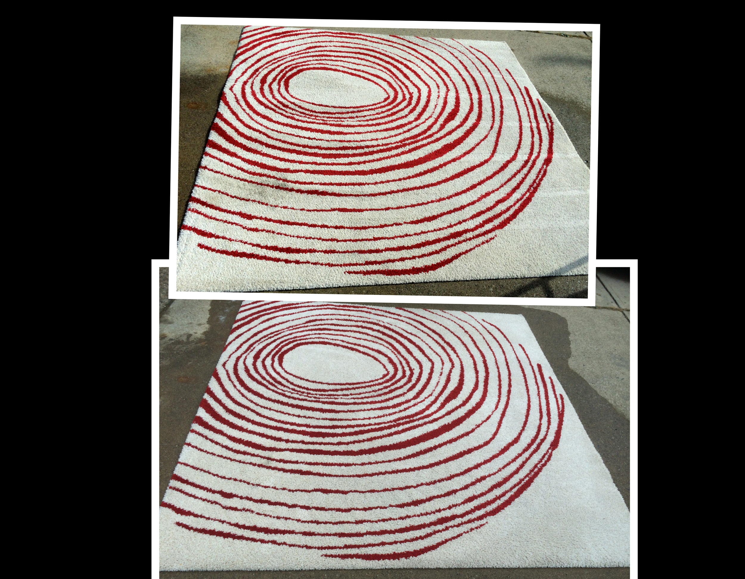 Before (top) and after (bottom) of a freshly cleaned carpet by the Make Moves team.