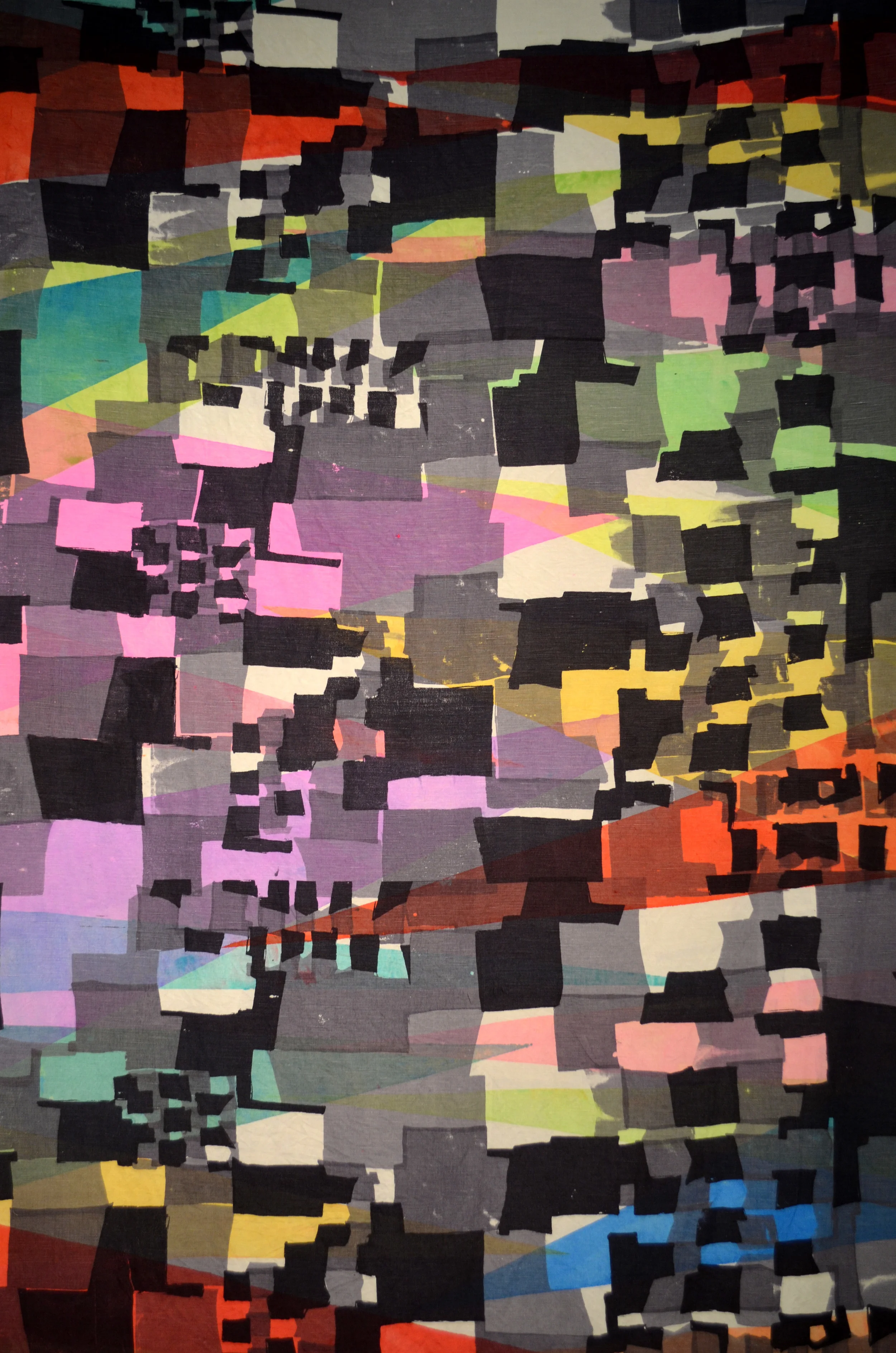 Silkscreen on silk, 45" x 72"