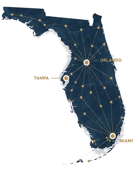 Florida coverage map connecting Miami, Tampa and Orlando with communities throughout the state