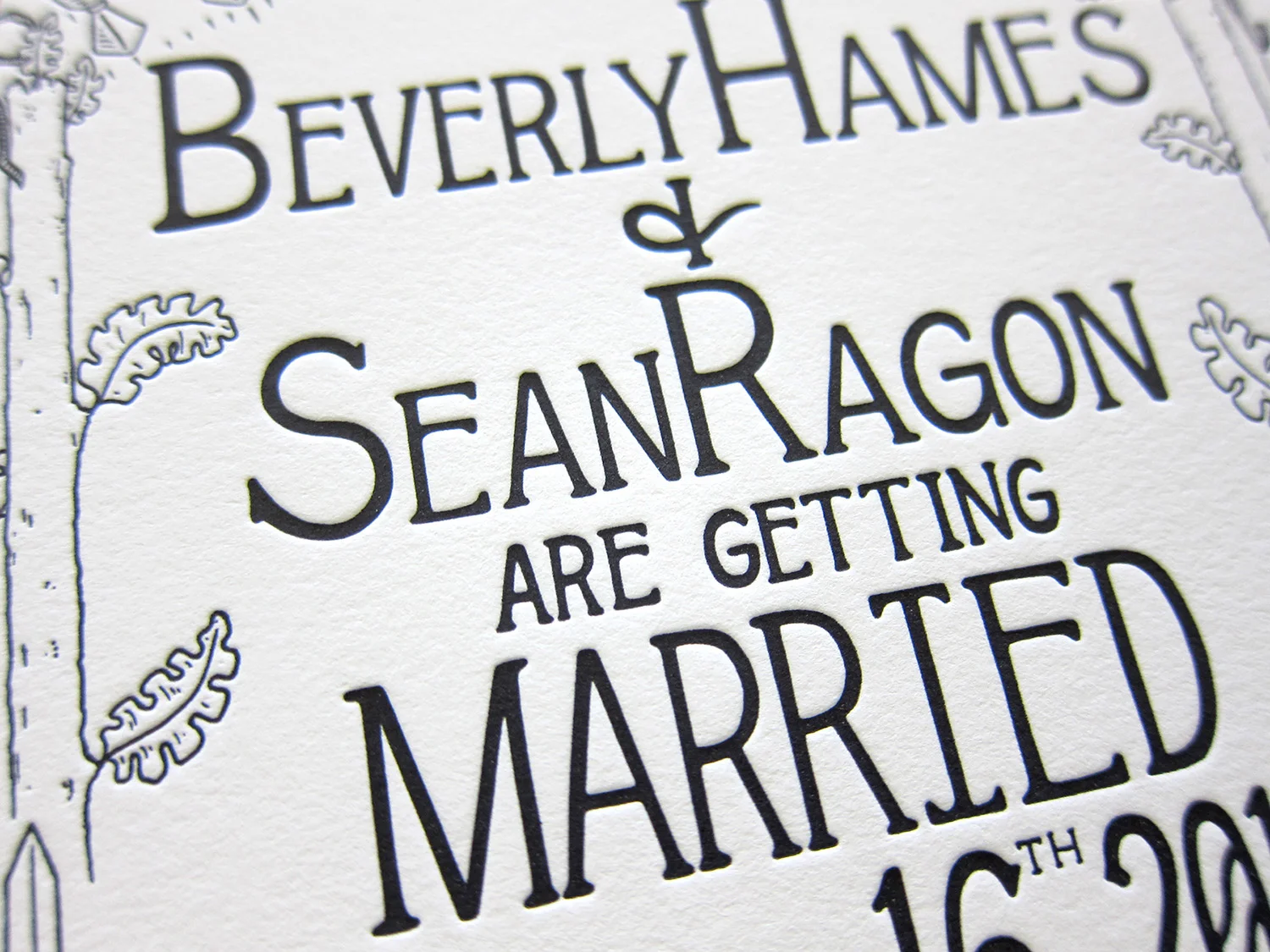 Close-up of the main type, printed with pretty heavy impression