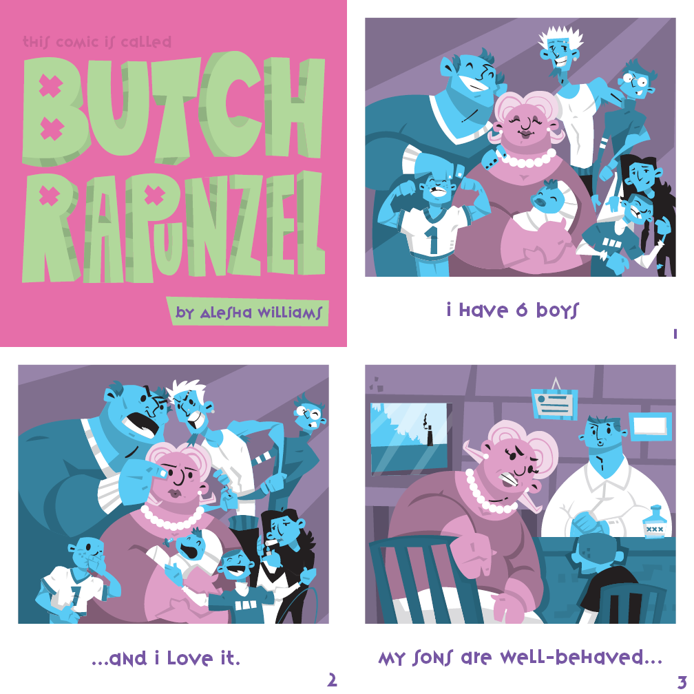 "Butch Rapunzel" Comic page 1-3. Buy the full comic  by clicking the link.