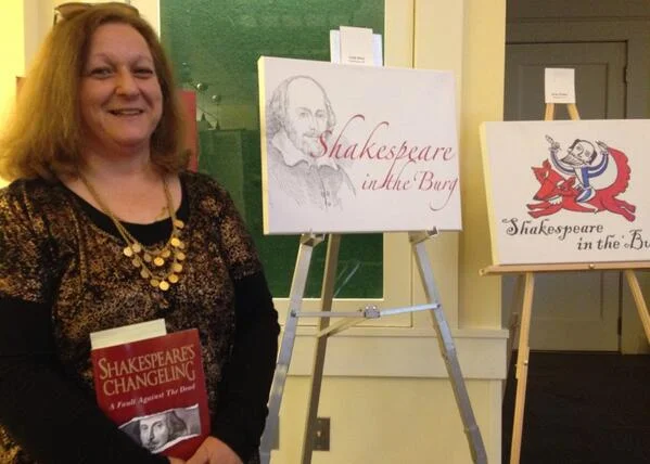 Author Syril Levin Kline celebrating "Shakespeare in the 'Burg"