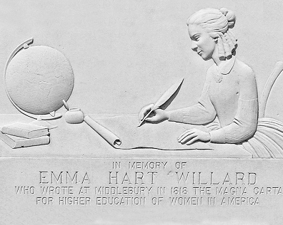 Emma Hart Willard, nascida em 1787, em Berlin, é uma das pioneiras na luta pelos direitos das mulheres. O Emma Hart Willard Memorial foi erguido em 1941 e faz parte do distrito histórico de Middlelbury, em Vermont, nos Estados Unidos. Foto: Don Shall