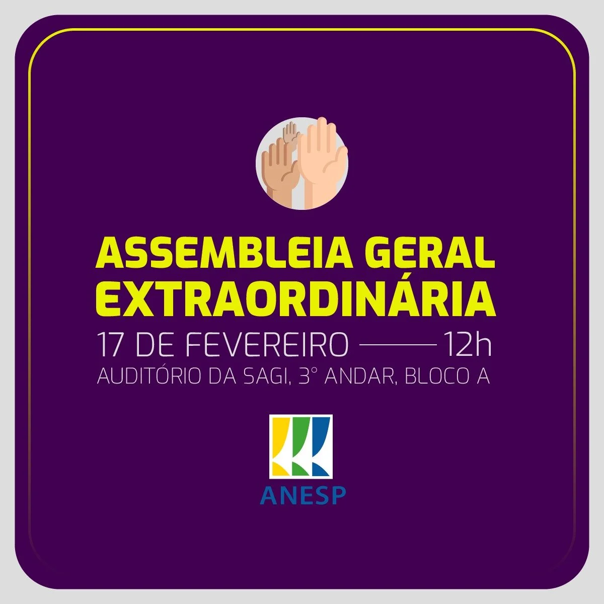 Convocação de Assembleia Geral Extraordinária no dia 17 de fevereiro