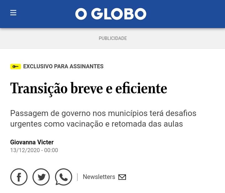 Em artigo, Giovanna Victer fala de transição dos governos municipais em tempos de pandemia