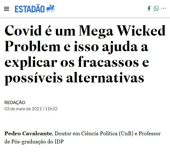 Pandemia é Mega Wicked Problem, afirma EPPGG em artigo no Estadão