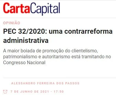 PEC 32/2020: uma contrarreforma administrativa