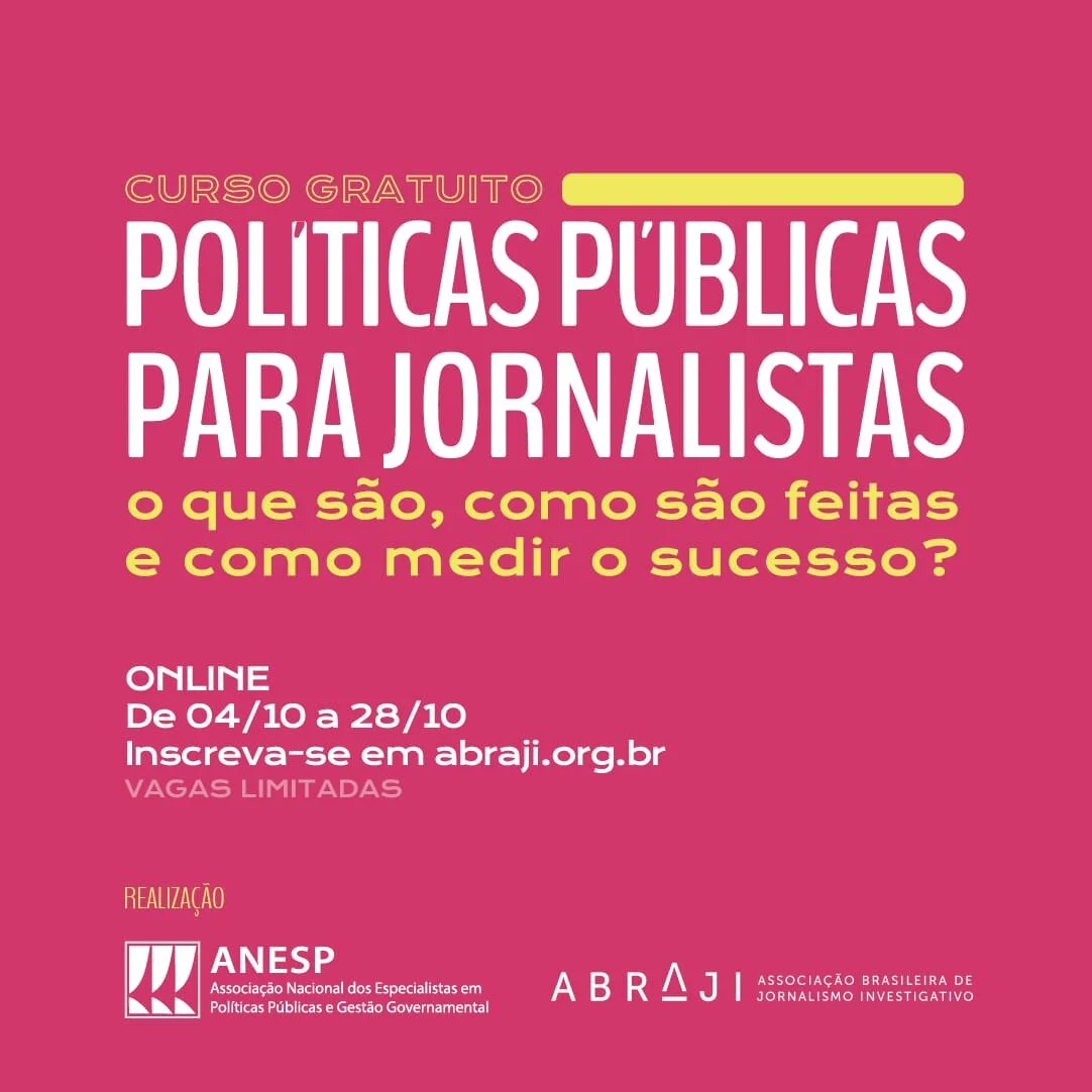 Curso de políticas públicas para jornalistas é oferecido pela ANESP em parceria com ABRAJI
