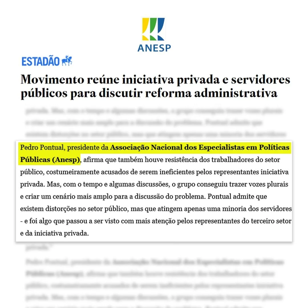 Estadão destaca Movimento Pessoas à Frente e participação da ANESP