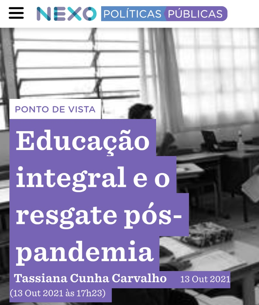 Artigo de EPPGG no Nexo aponta a educação integral como resgate para o pós-pandemia