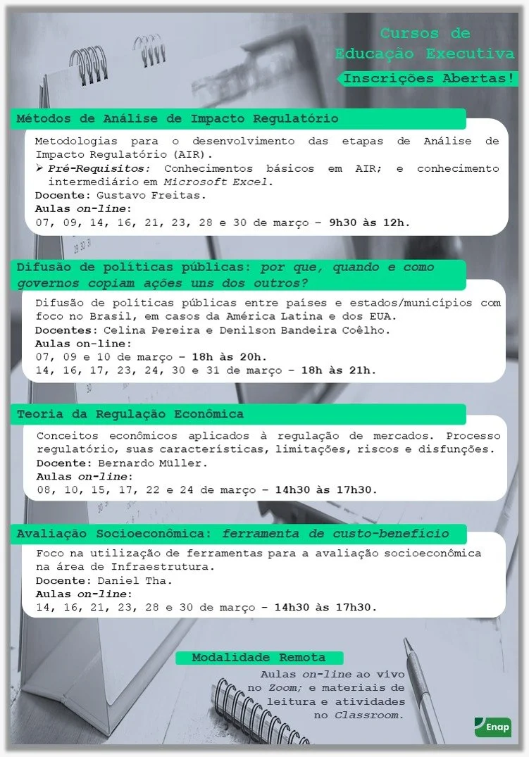 Enap oferece 4 cursos novos no Programa de Aperfeiçoamento das Carreiras