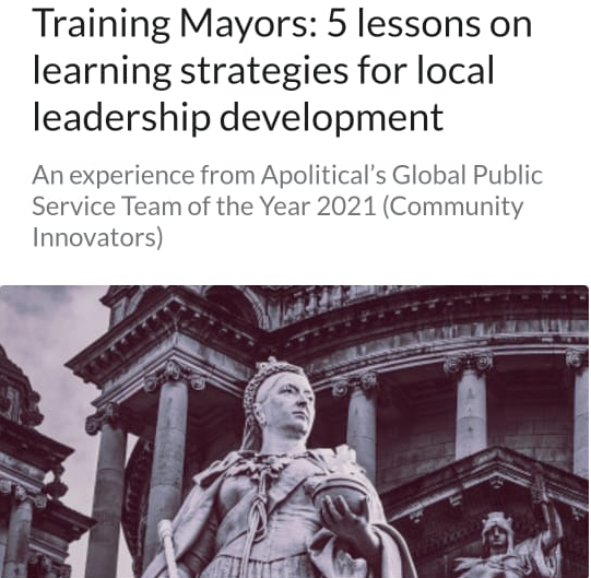 Artigo no Apolitical resume 5 lições para desenvolvimento de prefeitos