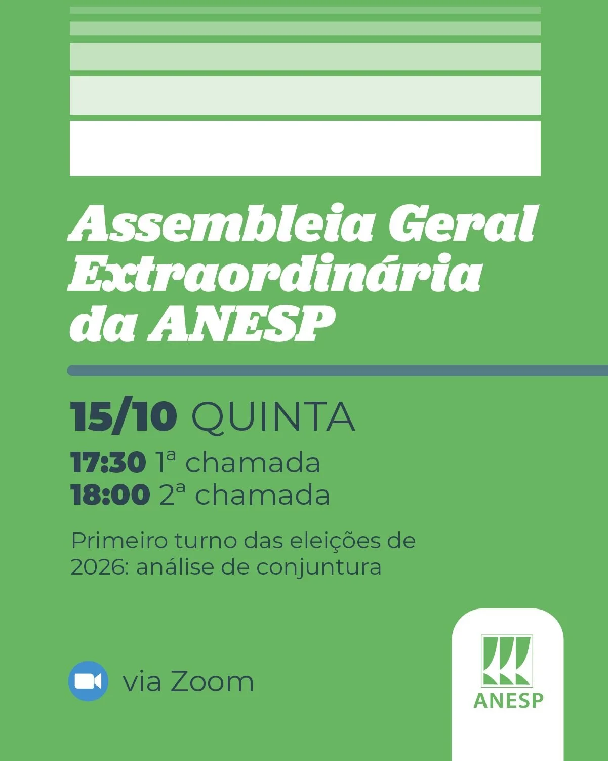 Convocação: Assembleia Geral Extraordinária da ANESP em 15 de outubro