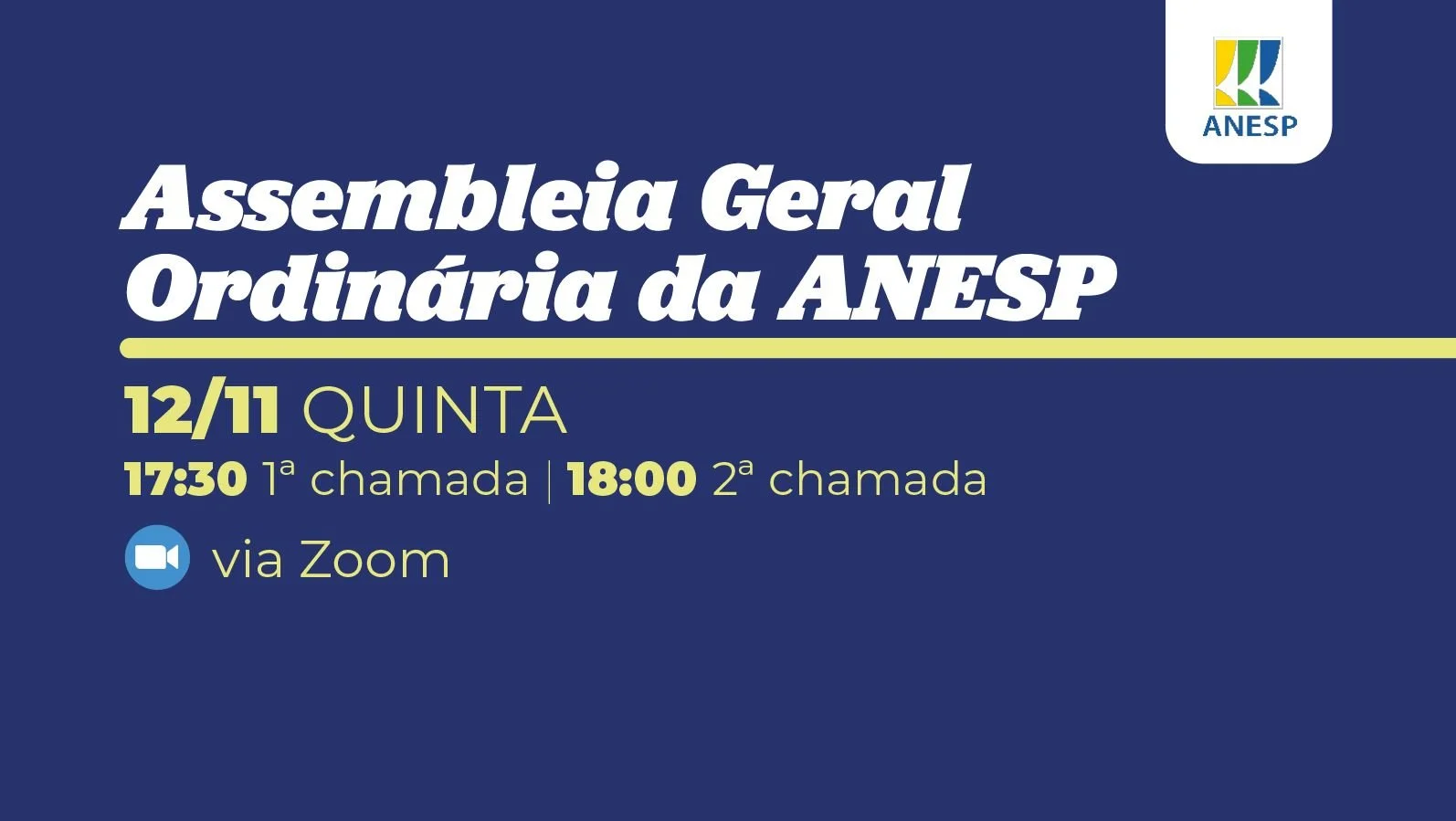 Convocação: Assembleia Geral Ordinária da ANESP em 12 de novembro