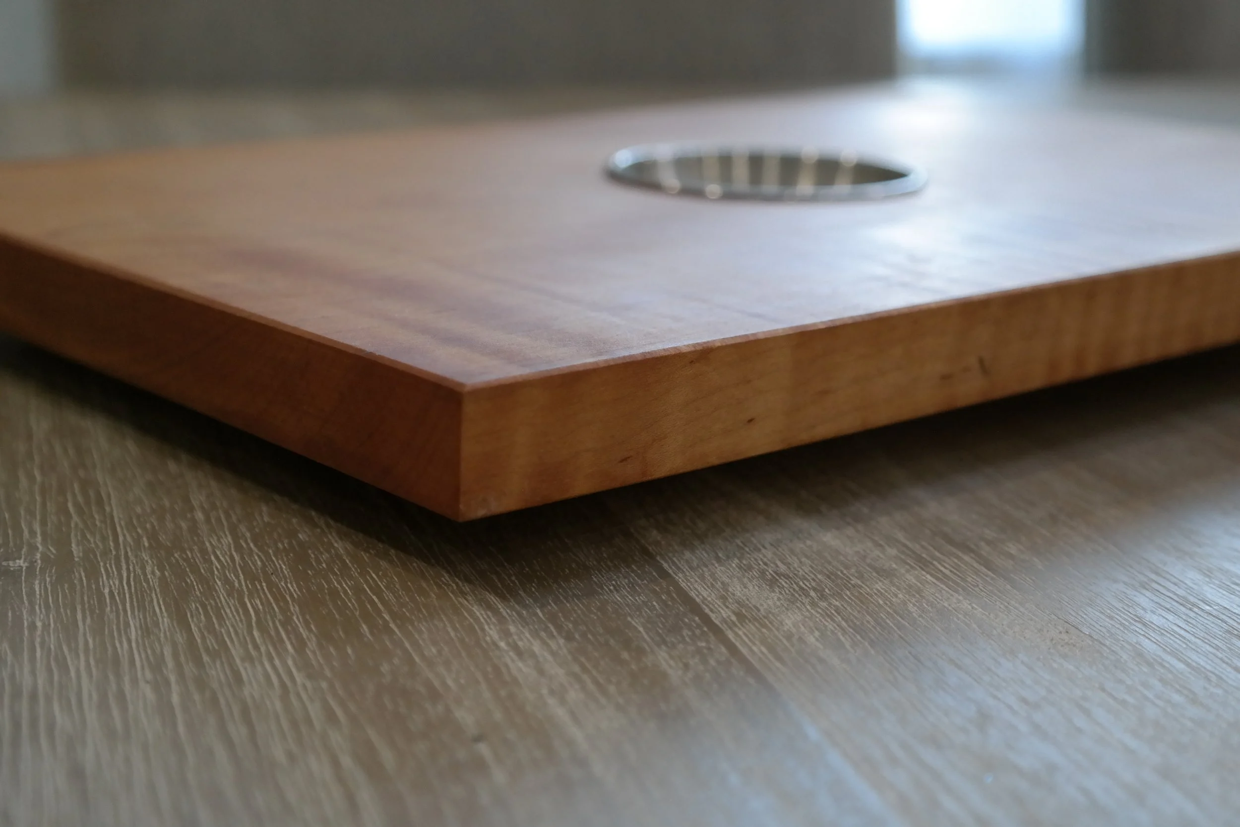 Solid Maple Serving Platter with Removable Stainless Sauce Cup - Challenge Coin Displays