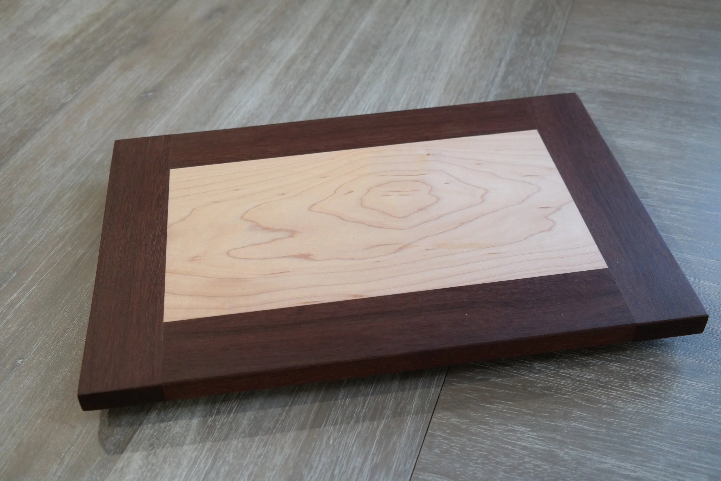 Solid Maple and Rosewood Serving Platter with Pedestal Design - Challenge Coin Displays