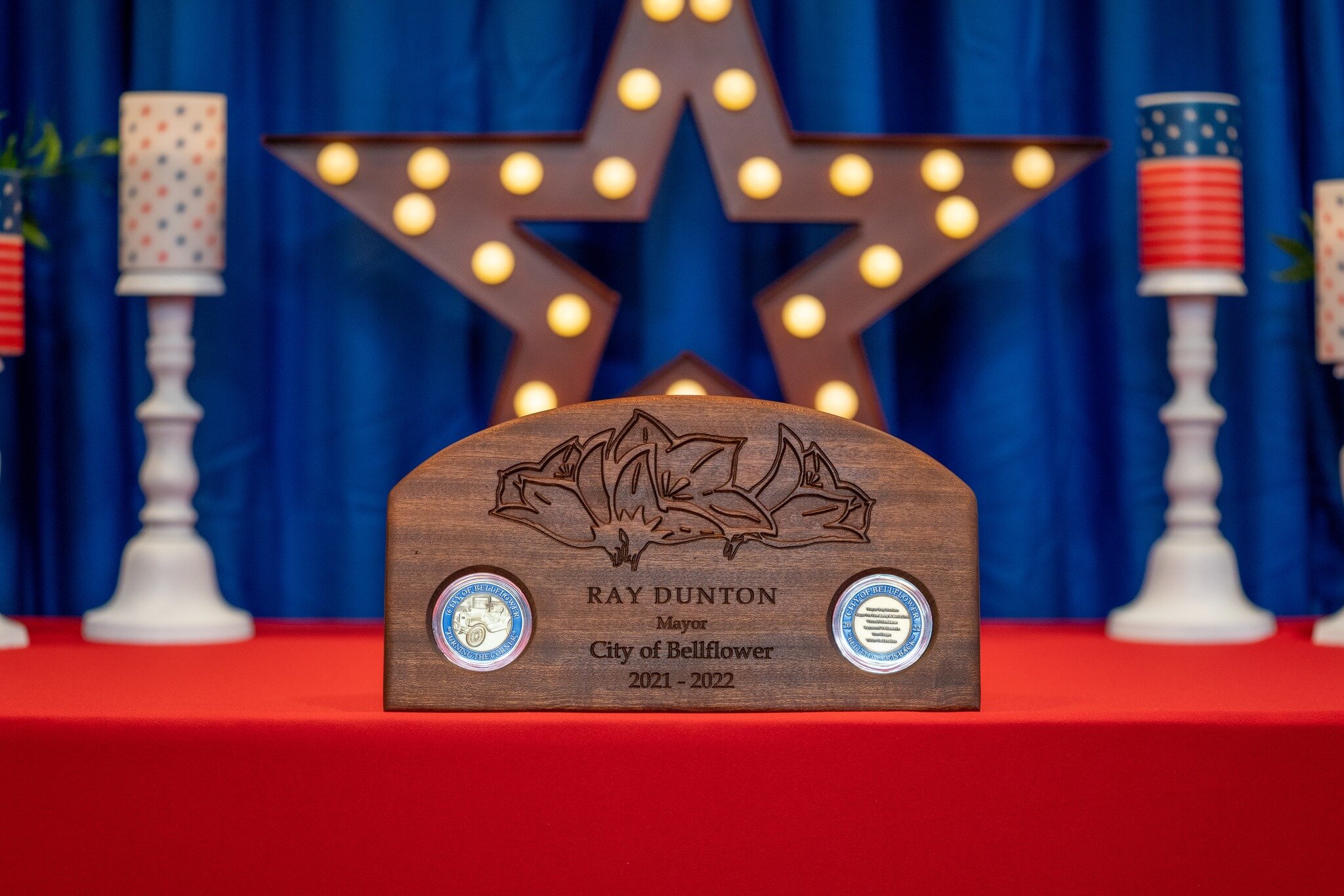 Thank you to @bellflower_city_hall  for sending in this beautiful photo of the display we made with the coins.  The display was presented to the outgoing mayor of the city.
.
.
.
#bellflower #CityOfBellflower #recognition #presentation #challengecoin