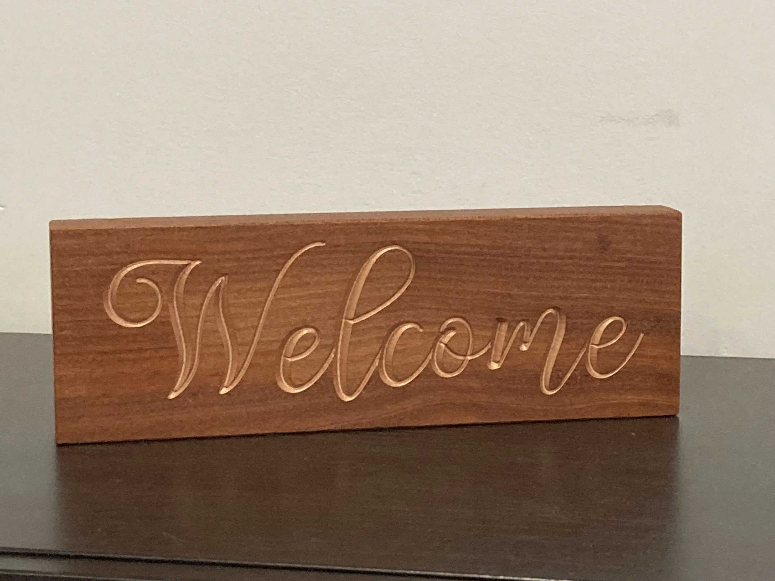 "Welcome" Home Décor with Rose Gold Lettering - Challenge Coin Displays
