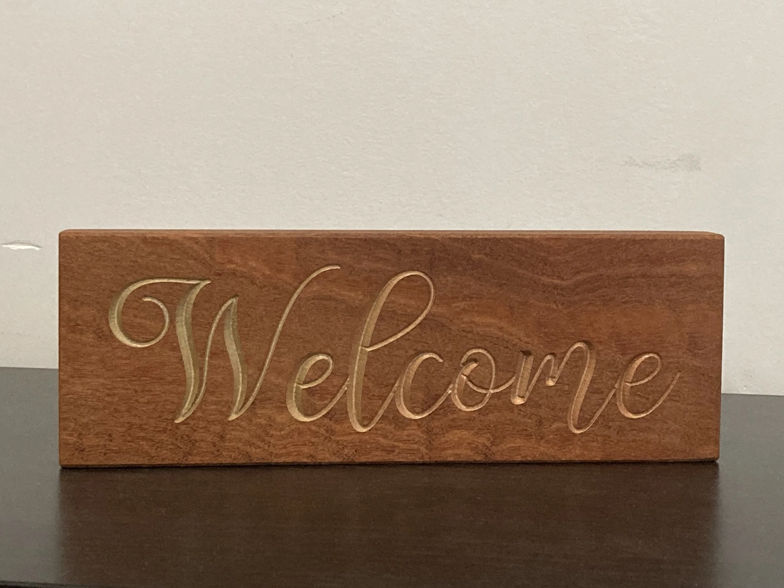 "Welcome" Home Décor with Gold and Rose Gold Lettering - Challenge Coin Displays