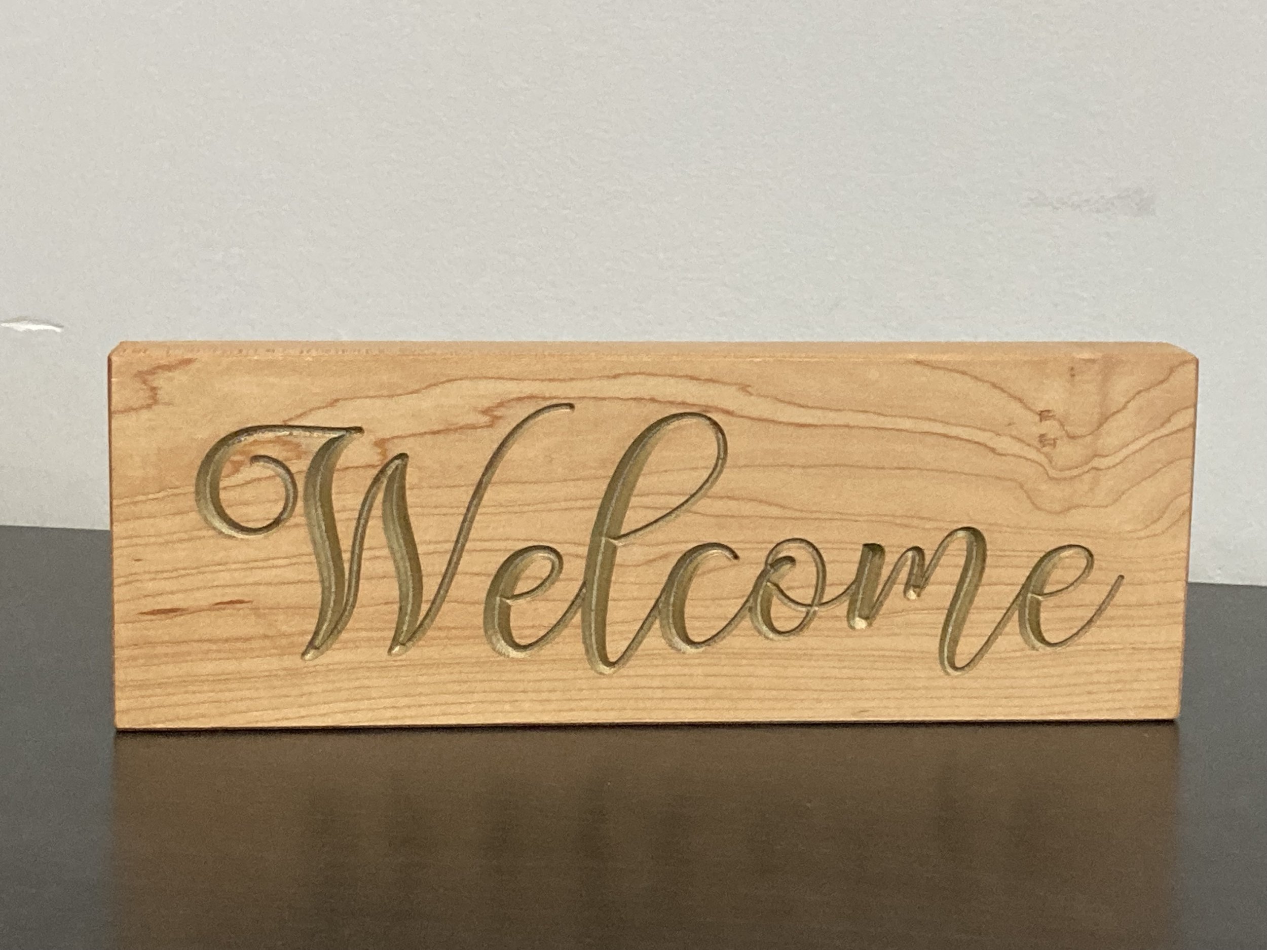 "Welcome" Home Décor with Gold Lettering - Challenge Coin Displays