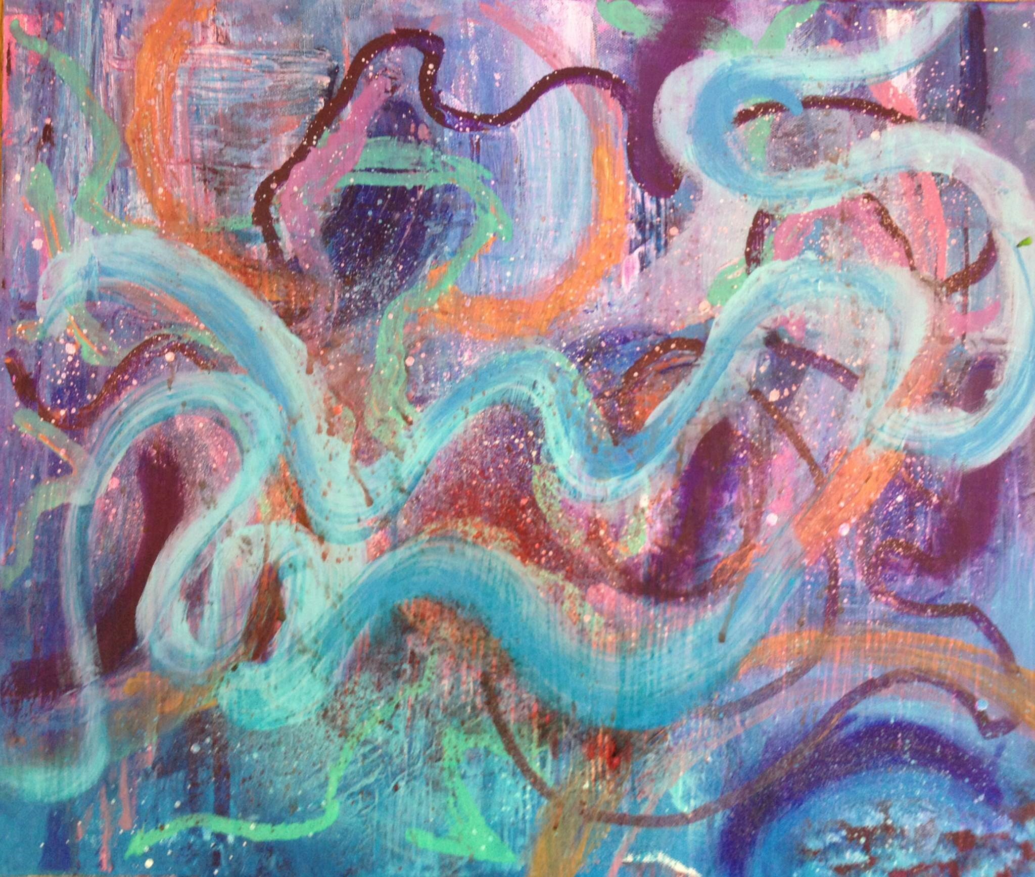 flirting with the fourth dimension, acrylics on canvas