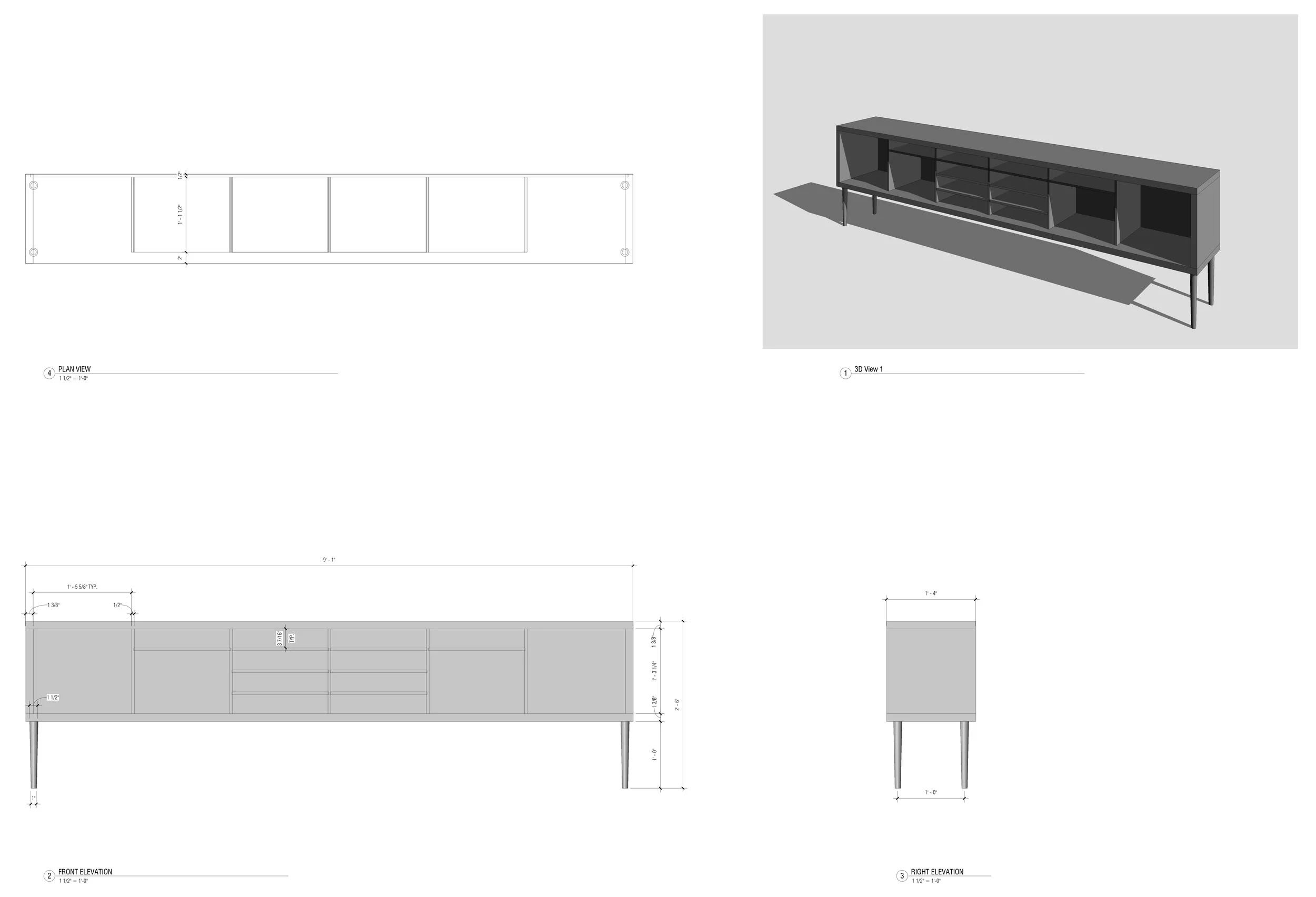 Credenza drawings.