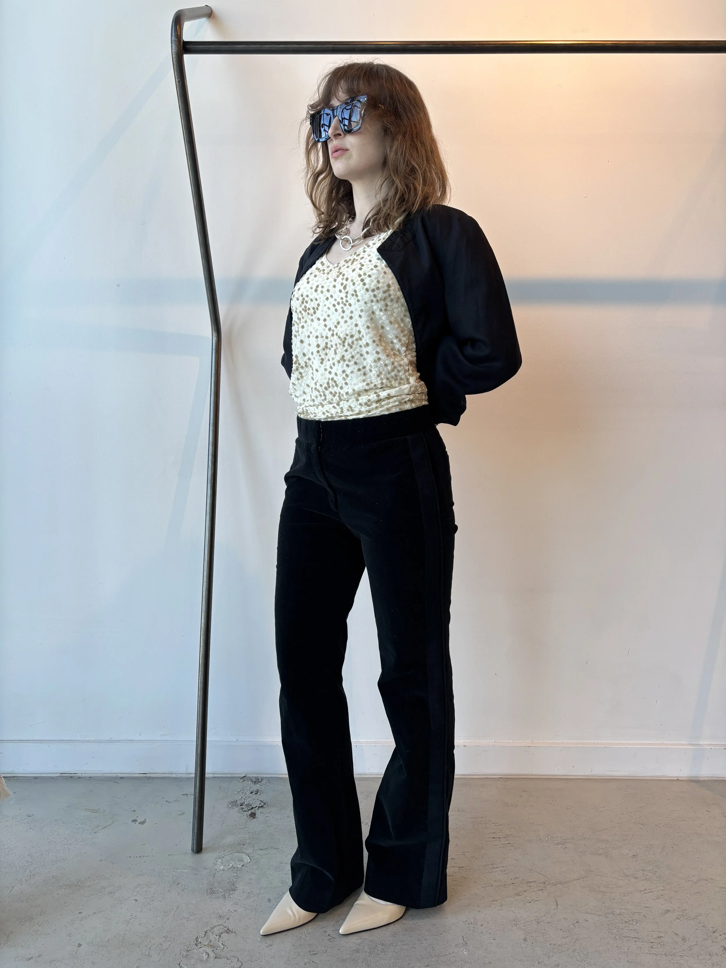 MARC JACOBS 00s Black Velvet Flare Leg Trousers