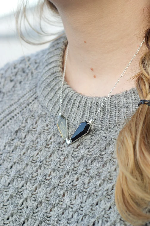 AEA Twin Peaks necklace in sterling with labradorite and onyx $735