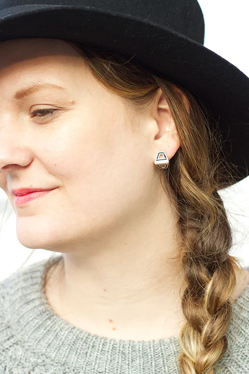 AEA Bond earring in sterling with black enamel $195
