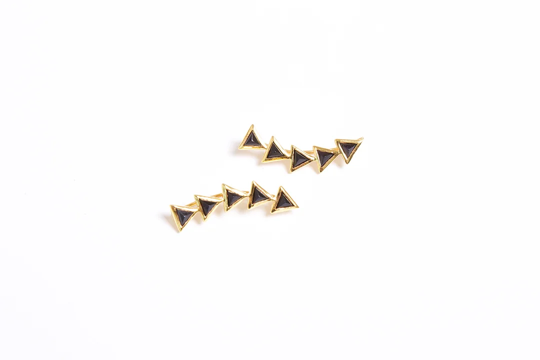Katie Diamond 18K Gold Kora Ear Climbers in Black Garnet $225