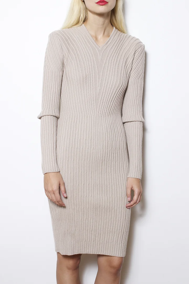 mugler ribbed dress MUGLER Ribbed Knit Midi Dress Mugler