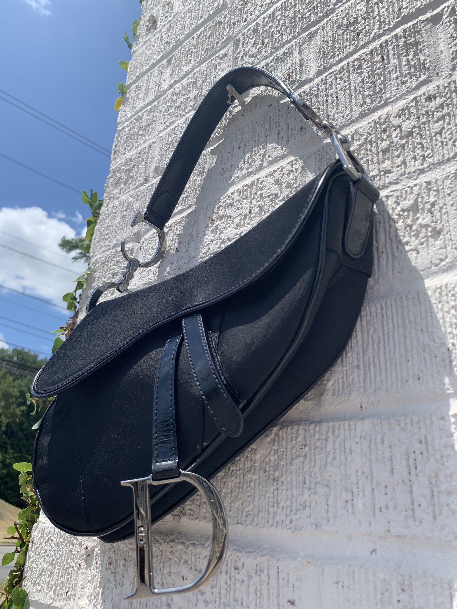 CHRISTIAN DIOR 90s Black Nylon Saddle Bag — Garment