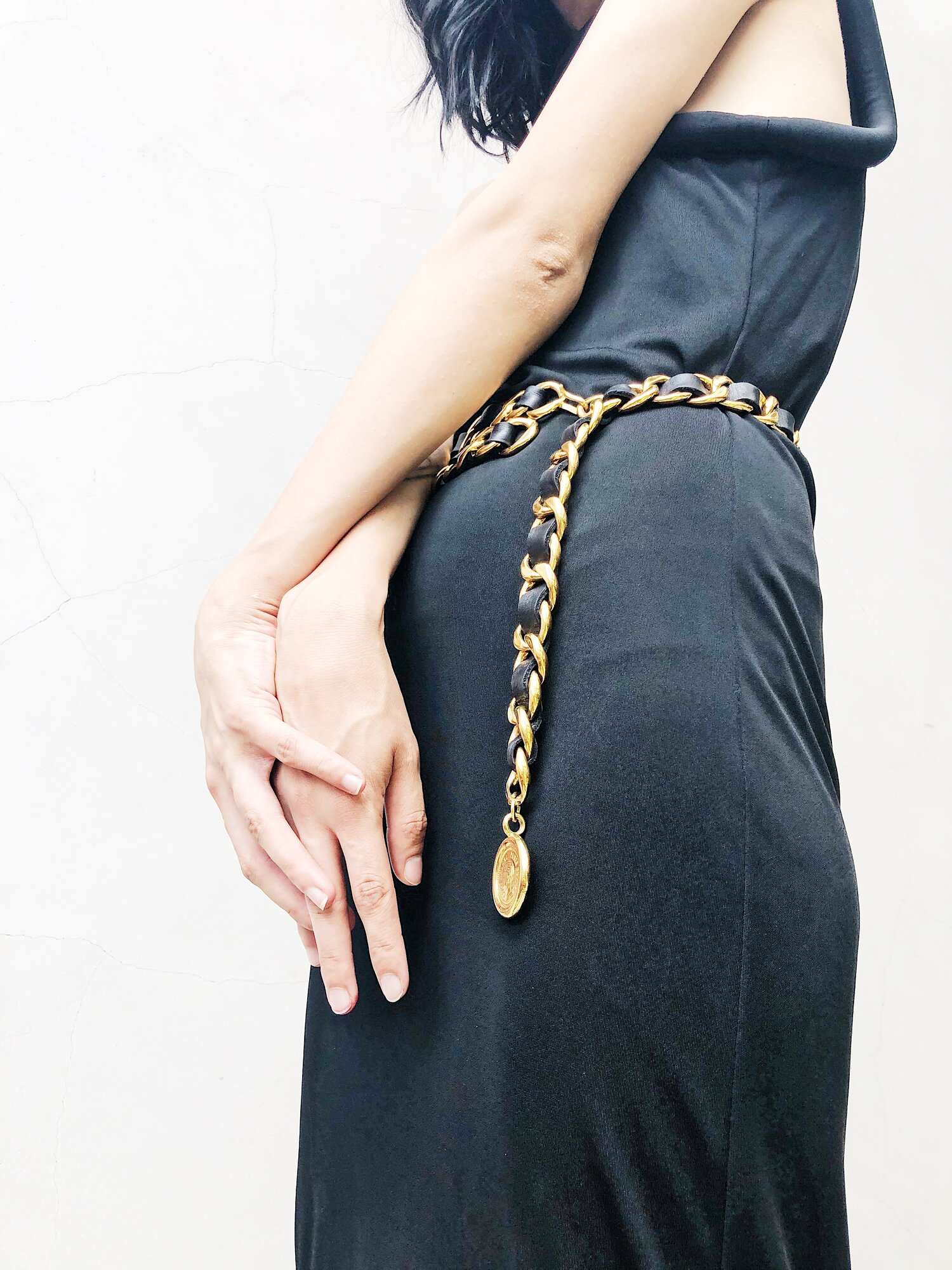 Chanel Chain-Link Accent Skinny Waist Belt Xs