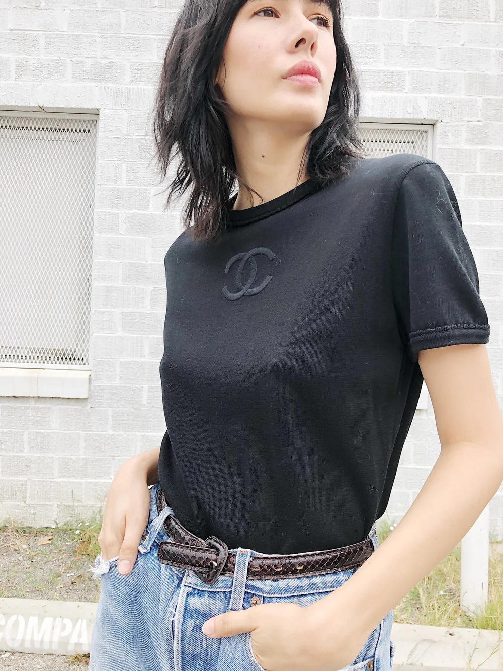 CHANEL 90s Black CC Logo Cotton Tee — Garment Modern + Vintage
