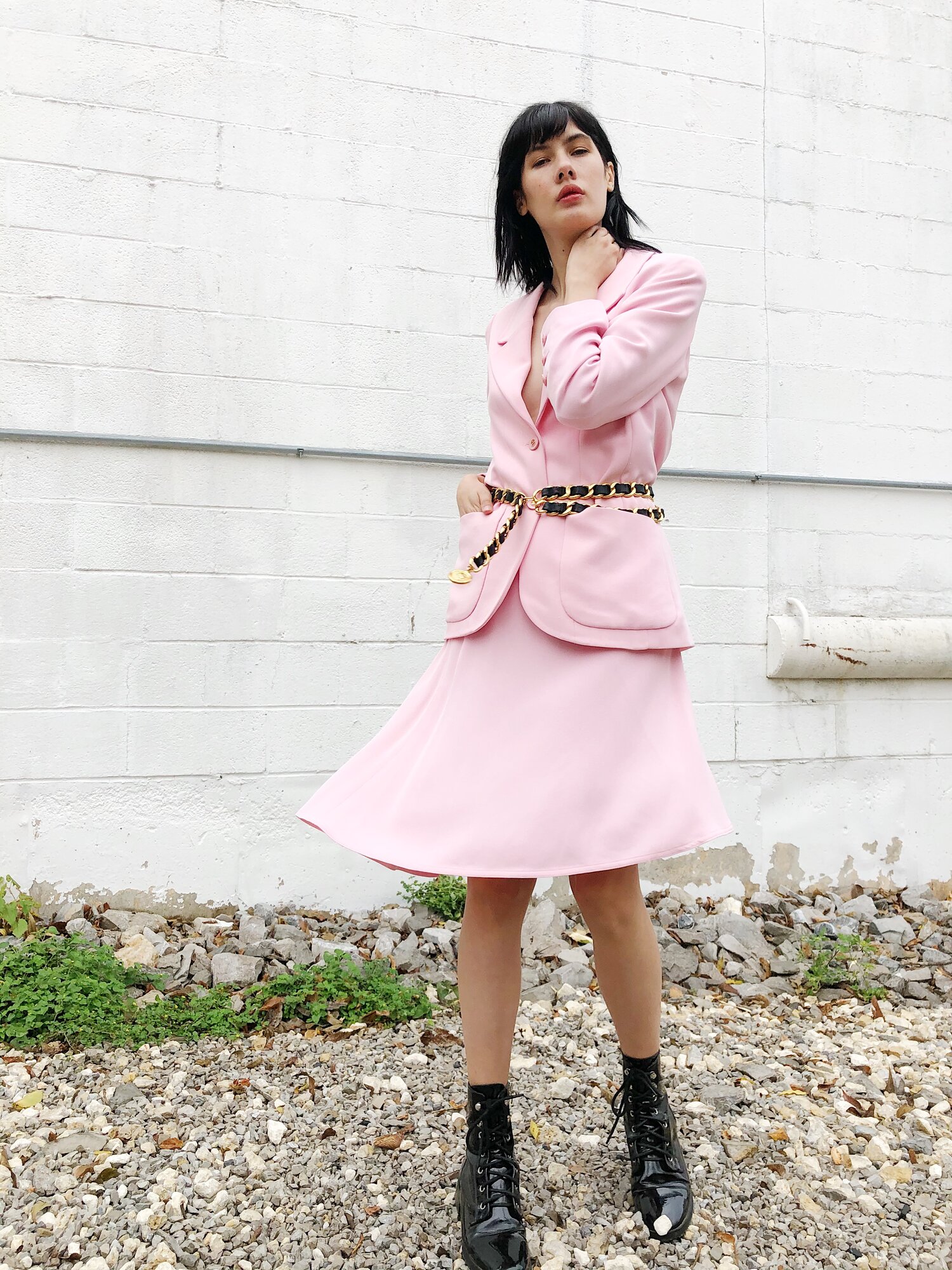 CHANEL 90s Asymmetrical Baby Pink Skirt — Garment