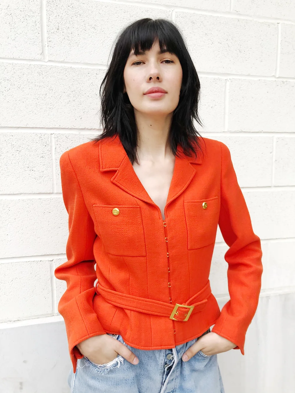 CHANEL BOUTIQUE オレンジジャケット 38 CHANEL Fall 1996 Orange Hook & Eye Jacket — Garment Modern + Vintage